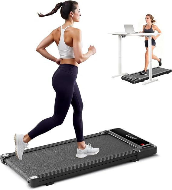 Compact Walking Pad Under Desk Treadmill, Portable Electric Walking Treadmill with Remote Control & LED Display for Home Office, Quiet Fitness Machine
