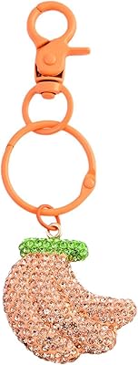 xuzhiyuan Rhinestone Banana Keychain - Colorful Crystal Fruit Charm with Lobster Clasp, Cute PurseBag Pendant for Women