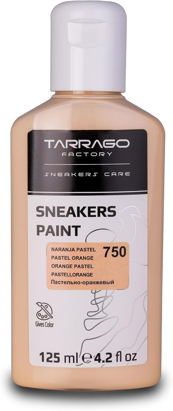 Tarrago Sneaker Leather PaintAcrylic Customize Shoe Paintfor Sneakers, Boots, Bags, PursesMatte,Flexible, Perfect CoveragePastel Orange #750 4.4 Fl.Oz.