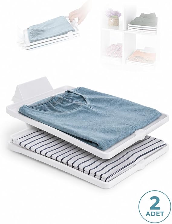 Beylini 2li T-Shirt Düzenleyici Set Tişört Düzenleyici Organizer Dolap Çekmece Raf İçi Dışı Kıyafet Giysi Düzenleme Çok Fonksiyonel Çok Amaçlı