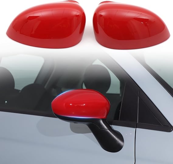Pair Car Wing Mirror Covers Caps Compatible With @Fiat @500 500C/500E/Abarth 500 2007-2024 Replacement Rearview Side Mirror Covers Door Mirror Covers Caps (Red)