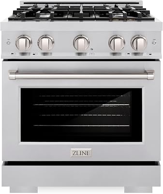 ZLINE 30 in. 4.2 cu. ft. Select Dual Fuel Range with 4 Burner Gas Cooktop and Electric Convection Oven in Stainless Steel HDR30