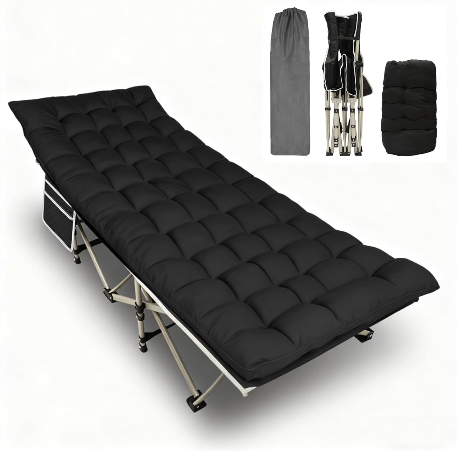 Folding Bed, Simple Nap Bed, Foldable, IndoorOutdoor Use, Breathable, Car Camping, Outdoor, Camping Bed, Care, Convenient Storage, Load Capacity: 272KG 600LBS, Includes Dedicated Storage