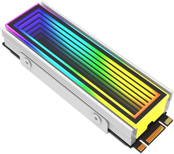 M.2 2280 ARGB Sabit Disk Soğutucu Soğutma M2.2280 SSD Soğutucu 5V 3Pin Adreslenebilir RGB Sync Çoklu Anakart Verimli Isı Dağılımı Termal Pedli SSD Radyatör (Beyaz), AMTL0044