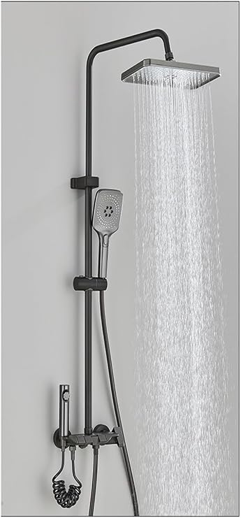 Thermostatic Shower Mixer Set Digital Display Bath Shower Set,White Piano Bathroom Shower System Set,Rainfall Bathroom Shower Faucet Head Quality Brass Piano Key,Cold and Hot B-1
