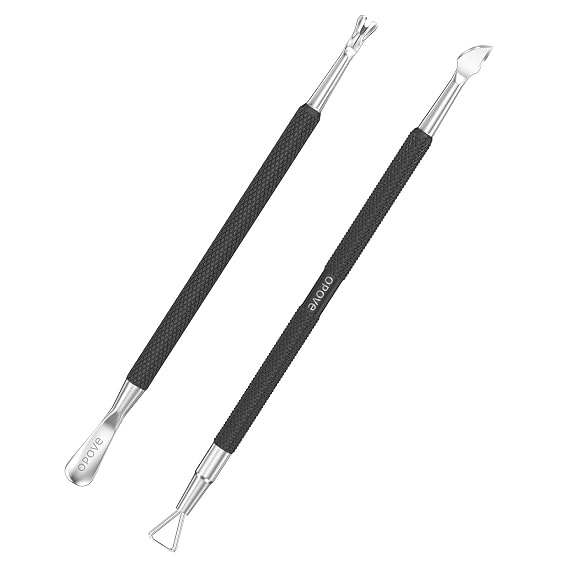 Cuticle Pusher Nail Polish Remover Stainless Steel Manicure Tool Set Gel Nail Polish Peeler Scraper Nail Cleaner Pedicure Kit for Fingernail and Toenail, opove P1, Matter Black...
