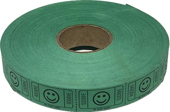 The Ticket Gurus 2000 Green Smile Raffle Tickets Single Roll Consecutively Numbered Raffle Tickets