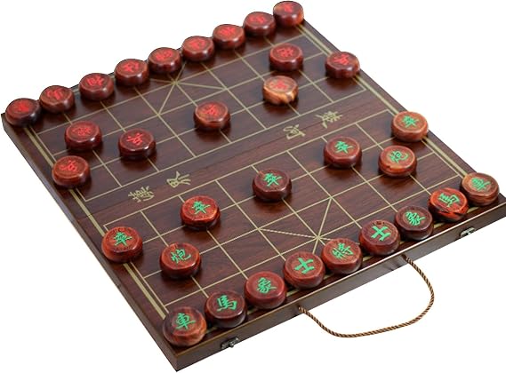 Portable Chinese Chess Set with Beechwood Pieces and Chessboard Handheld Xiangqi Traditional Table Strategy Game for 2 Players Adults(5.8cm/2.3in)