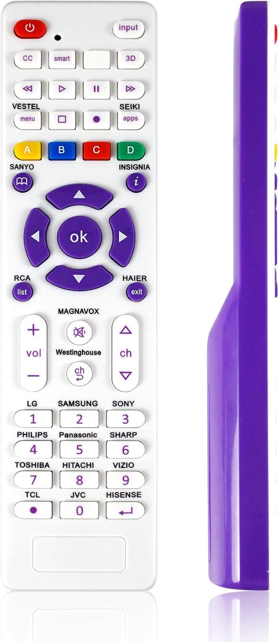Universal TV Remote for TCL/LG/Samsung/Philips/Hisense/RCA and More Brands | Replacement For Vizio/RCA/Sanyo/JVC/Seiki/Hitachi/Magnavox/Panasonic LED LCD 3D Smart TV Remote Control