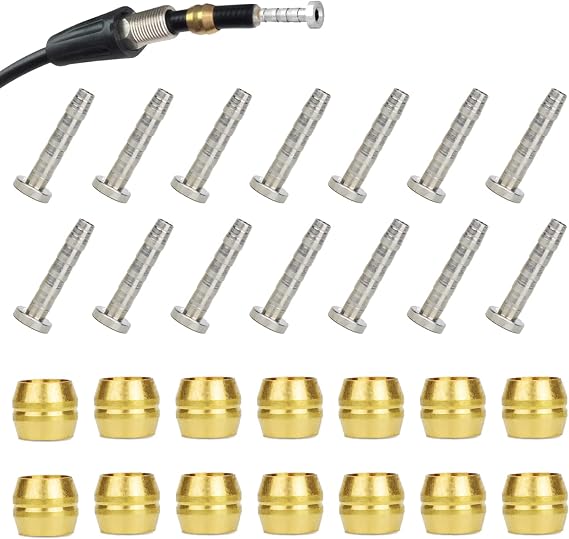 14 PCS BH90 Brake Olive and Barb - Brake brass olive and steel Connecting Insert kit for Shimano Mountain Bike Bicycle BH90 Avid Sram Bike Hydraulic Disc Brake Hose BH90/BH59