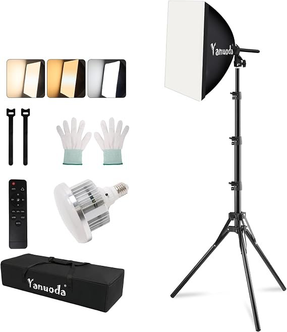 16"x16" Softbox Lighting Kit, Adjustable Light for Filming | Remote-Controlled Soft Lighting, Adjustable Brightness & Color Temperature for Filming, Photography & Streaming