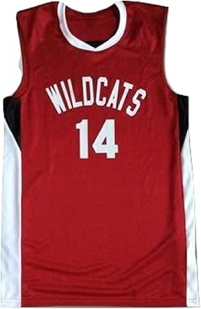 Zac E Troy Bolton 14 East High School Wildcats Red Basketball Jersey