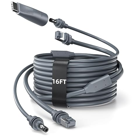 For Starlink Mini Cable 5M DC RJ45 to DC RJ45 Cable with DC to USB-C Adapter Waterproof Replacement Extension for Starlink Mini Power Cable Accessories