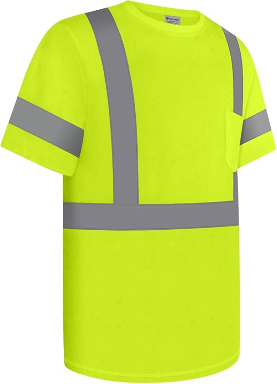 Work Shirts for Men ConstrUCRtion Class 2 High Visibility Shirts, Hi Vis Reflective Safety T-Shirts for Men Women, Short Sleeve Work Shirts, Durable to Use, UCR-Yellow XL