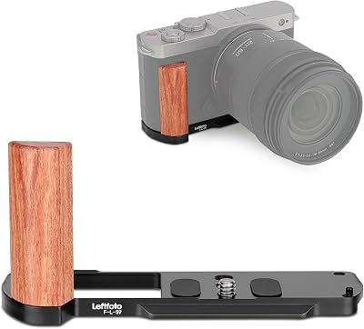 Leftfoto S9 Retro Handgrip L-Shape Bracket with Wooden Grip for LUMIX S9 Camera,with Built-in Bottom Arca Quick Release Plate,Black