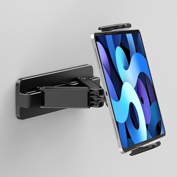 aceyoon Tablet Wall Mount Holder, 360 Rotation Adjustable and Foldable ipad Wall Mount, Tablet Wall Holder Damage-Free for 4.7-12.9 inch Pad, Smartphone, eReader, for Kitchen, Bedroom