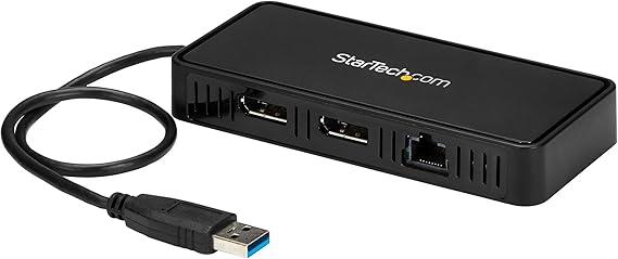 StarTech USB-A DisplayLink Dual 4K 60Hz DP Mini Dock, GbE, TAA (USBA2DPGB)