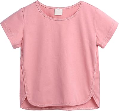 Baby Boy Girl Tops, Infant Kids Casual Basic Short Sleeve Cotton Tops Tee Crew Neck Solid Color T-Shirts Clothes
