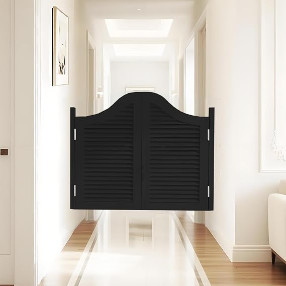 Swinging Cafe Doors, 26" Wx32 H Interior Solid Wood Saloon Swing Doors with Metal Hinges, Auto Close Half Door for Hallway Kitchen Doorway