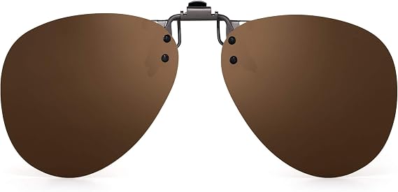 JM Polarized Clip on Sunglasses Frameless Flip Up Aviator Style Lens for Prescription Glasses