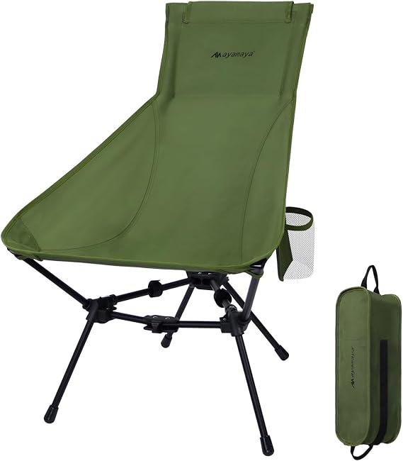 AYAMAYA Ultralight Highback Camping Chair for Camping, Aluminum Widen Frame