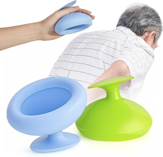 Silicone Palm Chest Percussion Cup, Chest Physical Aid Therapy Cup, Mucus Flutter Removal Device, Percussion Treatment for Mucus, Sputum, and Expectoration Problem(4.3 * 3.5 Inch for Adult) (Blue)
