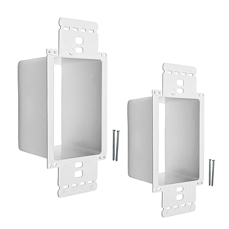 BestMounts - 2 Pack Electrical Power Outlet Box Extender Kit Single Gang Box Extender - Single Receptacle Heavy Duty Plastic (White)