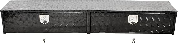 88'' Aluminum Underbody Truck Box with T-Handle Latch | Heavy Duty 13 x 16 x 88 Inch Topsider Truck Box With Drop Door, Underbed Toolbox With Lock Black For Storage And Organization