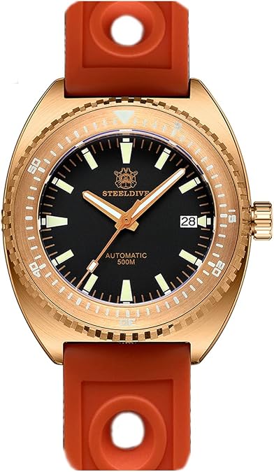 STEELDIVE 1973S BGW9 Luminous Self-Wind Mechanical Bronze Watches NH35 Sapphire Glass Automatic Diver Watch (Color 2)