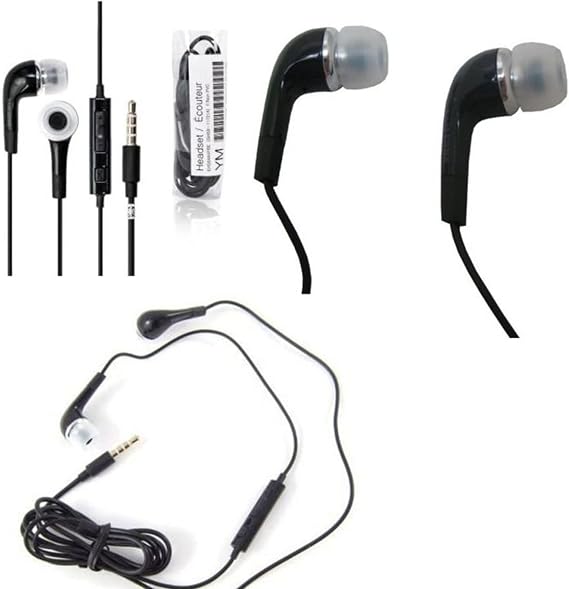 Genuine Original Black Samsung EHS64AVFBE In Ear Headphones/Stereo Headset/Handsfree Kit/Hybrid Headphones 3.5mm With Tangle-Free Cable Including Mic For Samsung Devices [BLACK]