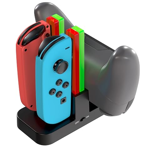 TalkWorks Charging Dock for Nintendo Switch Joy-Cons & Pro Controller - Charger Base Remote Accessory LED Docking Station Compatible w/ Switch OLED