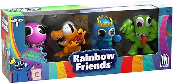 Rainbow Friends - Neon Minifigure 4-Pack (Four 2.5" Collectible Figures, Series 1)