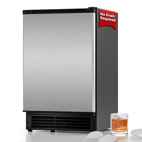 15" W Under Counter Ice Maker, No Drain Required, Freestanding Built-in Ice Maker, Crescent Ice, Drainless Ice Maker ETL Approved, 2026 Upgraded, Easy Installation for Home, Bar, RV, Office