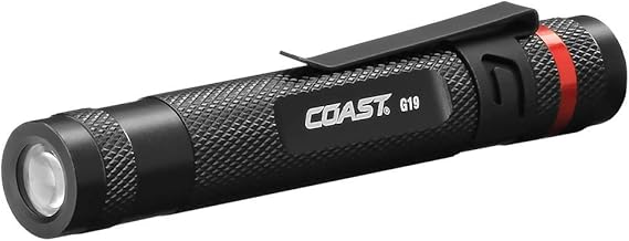 Coast G19 54 Lumen Inspection Beam LED Penlight with Adjustable Pocket Clip and Consistent Edge-to-Edge Brightness, Black