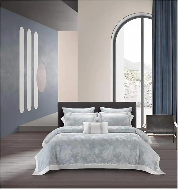 1500TC Cotton Stain Bedding Sets 106''x90''and 90'x90''US King Bed Duvet Cover Bedsheet Pillowcase Fasion Gray Bed Set,Cotton Duvet
