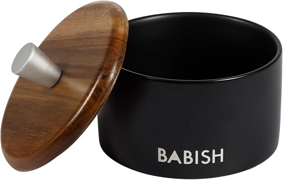 Babish Stoneware Salt Cellar w/Wood Lid - 4" X 3.5"