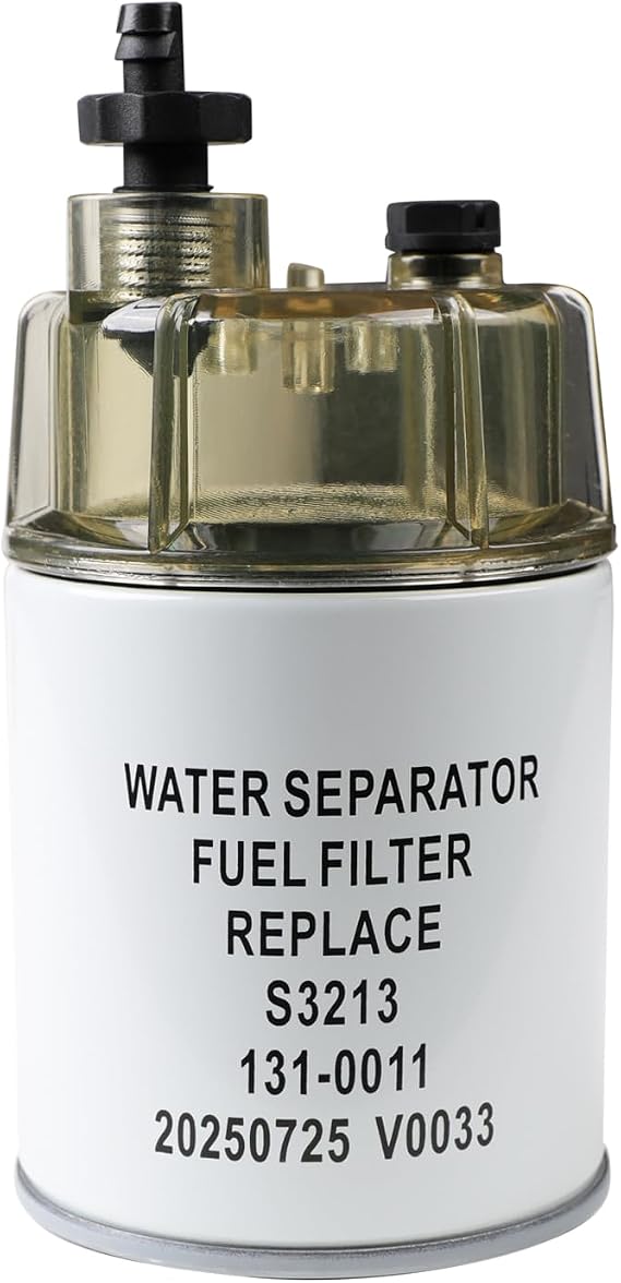S3213 Marine Fuel Water Separator with Clear Collection Bowl High-Flow Fuel Filter Replacement Compatible with Yamaha, Mercury, Quicksilver Outboard Motors & Boats