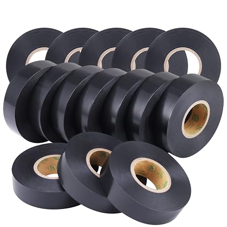 Lichamp 15-Pack Black Electrical Tape Waterproof, 3/4 in x 66ft, UL/CSA
