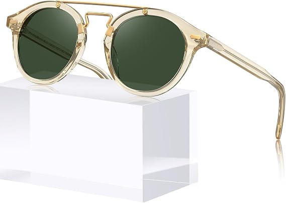 CARFIA Retro Round Acetate Polarized Sunglasses for Men Women CA3399L