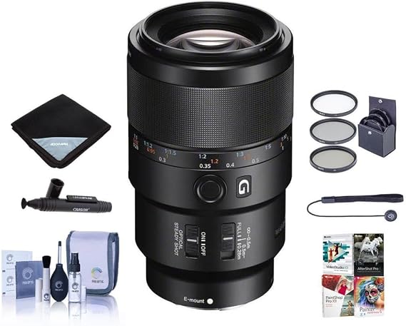 Sony FE 90mm f/2.8 Macro G OSS Lens - Bundle with 62mm Filter Kit, Wrap, Cleaner, Cleaning, Cap Leash - PC Software Package