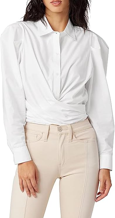 HUDSON Women's Wrap Poplin Button Up Shirt
