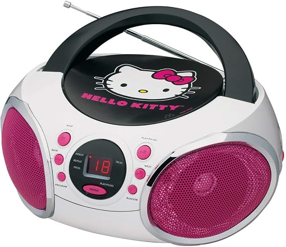 Hello Kitty KT2026-MBY Portable Stereo CD Boombox with AM/FM Radio Speaker