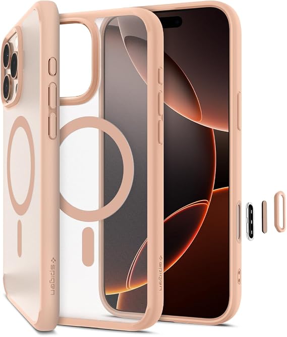 Spigen iPhone 16 Pro ile Uyumlu MagSafe Kılıf Ultra Hybrid T Mag Fit Frost Kamera Kontrol Sararmaya Dayanıklı Gül Rengi Şeffaf Kapak - ACS09071 (Spigen TR Garantili)