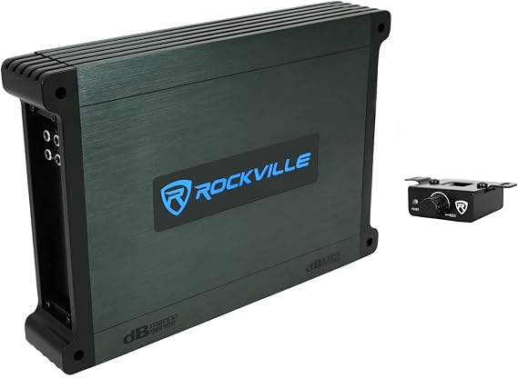 Rockville DBM12 2000W 2 Ohm Marine/Boat Mono Amplifier Class D with Covers | 2000W Peak / 500W RMS, Bass Knob, MOSFET Power Supply, Rustproof Aluminum, Waterproof