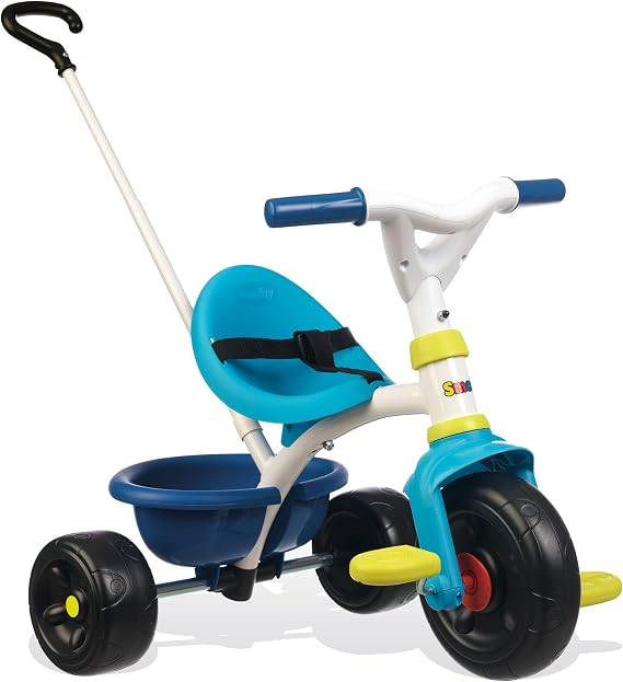 Smoby Blue 2-in-1 Push Along Trike with Parent Handle and Kids Forst Tricycle - Bright and Colourful Design with Safe and Secure Design - Ages 15 Months+