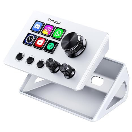 Streonor S6 Mini Stream Controller, Macro Keypad Shortcut Keyboard | 6 Customizable Keys, 3 Scene Keys & 3 Knobs, Compact Macro Deck for Live Streaming, Editing, Productivity, Windows & Mac