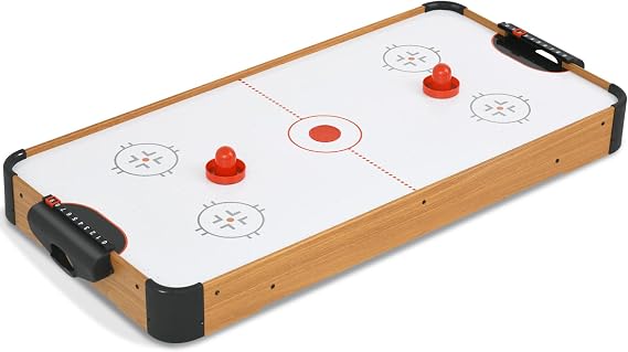 40in Tabletop Air Hockey Table, Portable Arcade Game Table for Kids and Adult, Indoor Game Table w/ 2 Pucks, 2 Pushers, Electronic Motor Fans for Game RoomFamily Recreation (Light Woodgrain)