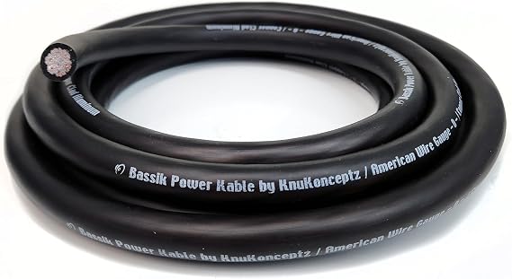 KnuKonceptz Bassik 1/0 Gauge AWG Primary Automotive Battery Power/Ground Wire Cable - Black 100 Feet