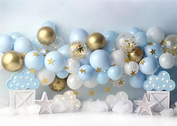 Happy Birthday Banner 5x4ft Cake Smash Photography Backdrop 1st Birthday Party Decorations for Boy Girl First Birthday Party Supplies Photo Booth Props