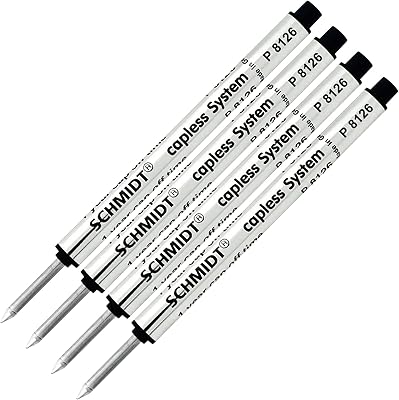 Lanier Combo Pack - 4 Pack - Schmidt P8126 Short Version Capless System Rollerball - Black Ink - 3.88 in Length